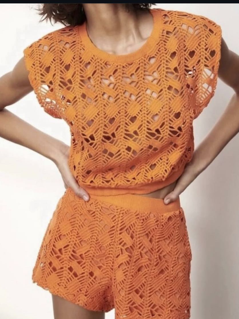 Zara orange crochet set