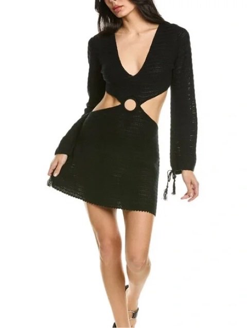 Black Knit Cut-Out Mini Dress