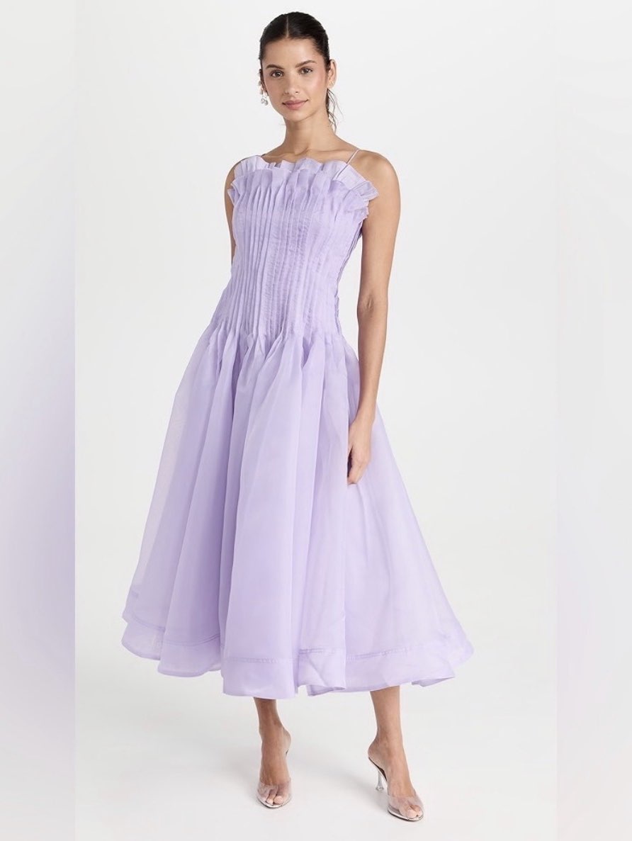 AJE Lavender Tulle Midi Dress