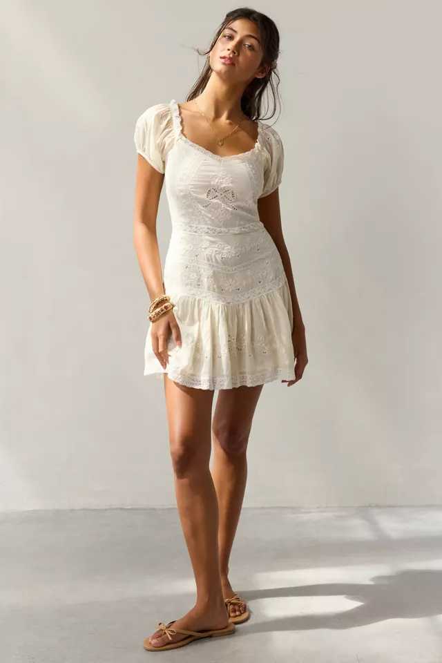 Love Shack Fancy Cream Eyelet Mini Dress
