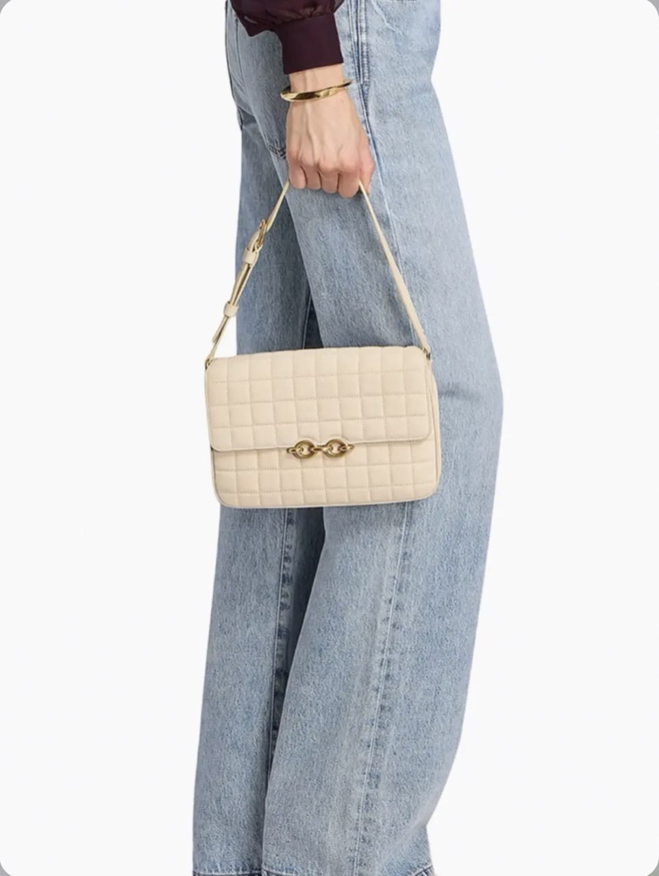 Cream Quilted Shoulder Bag