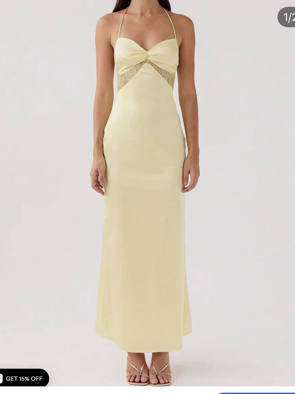 Pale Yellow Halter Neck Maxi Dress