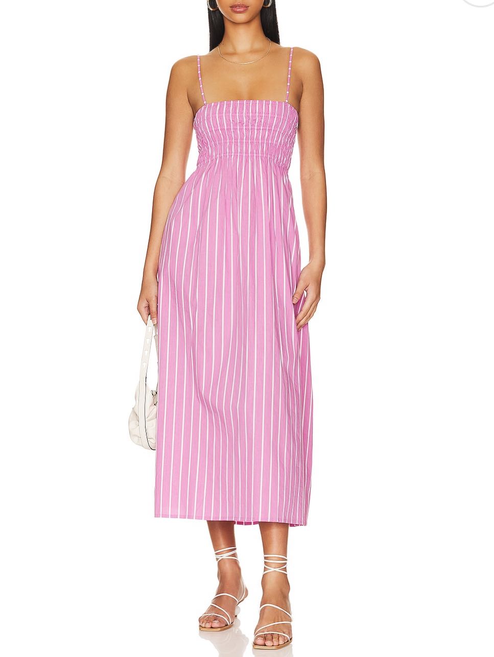 Marieka Midi Dress in Adia Striped Print Lilac