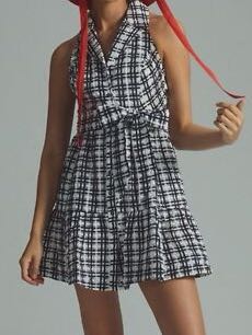 Anthropology Maeve plaid mini dress