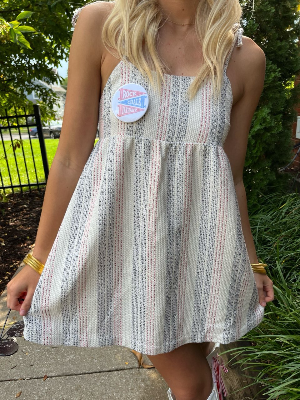 Red White & Blue Tie-Strap Mini Dress