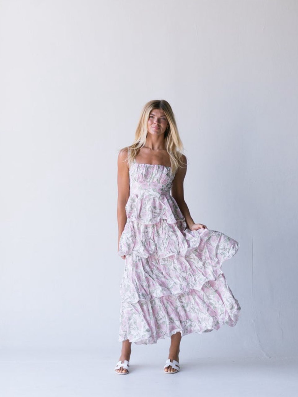 Maxi floral ruffle dress