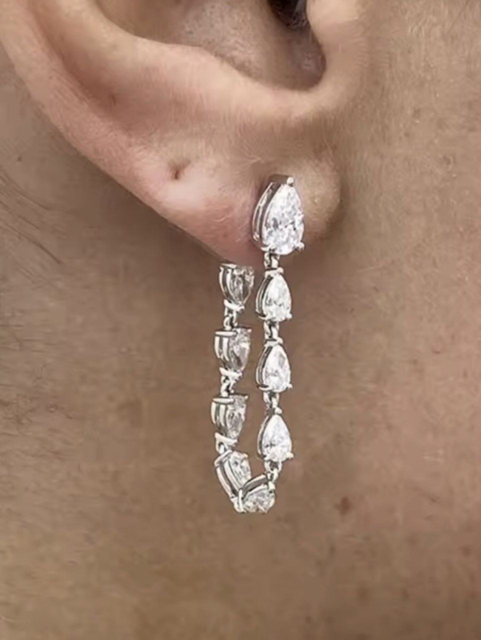 Pear-Cut Diamond Drop Earrings