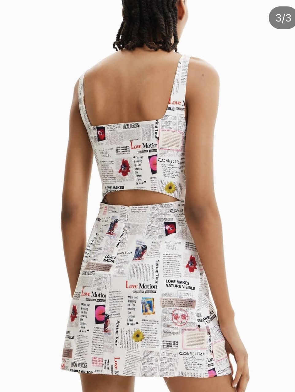 Newspaper Print Mini Dress