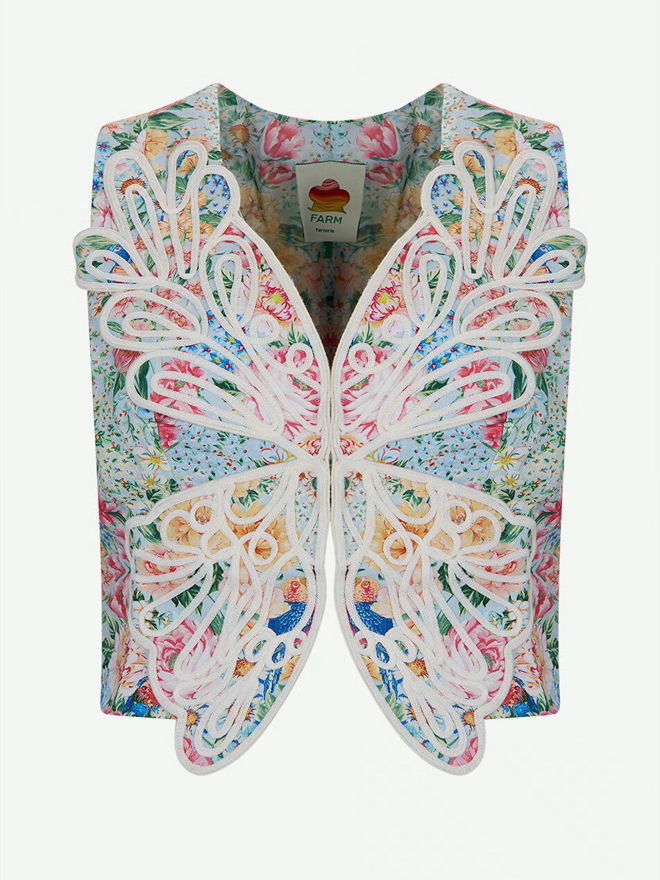 Multicolor Floral Butterfly Vest Top