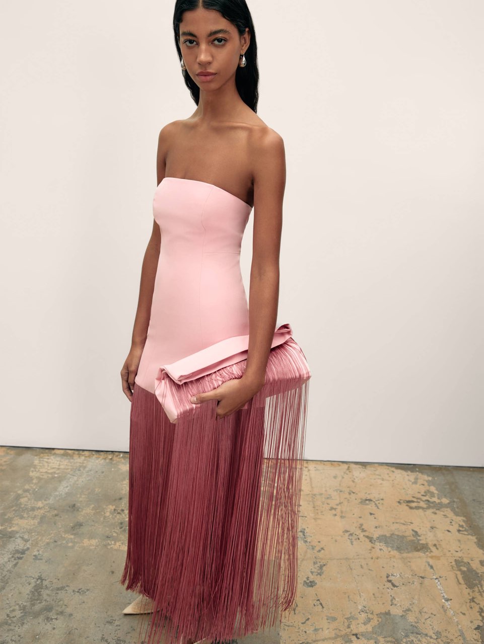 Tanya Taylor pink fringe dress