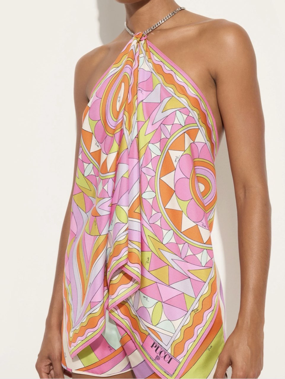 Geometric Print Halter Top Set