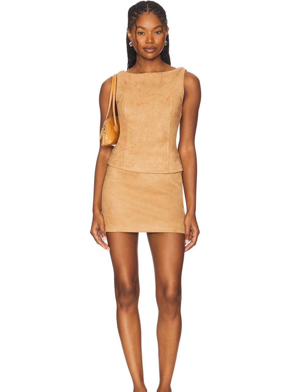 Tan Faux Suede Two-Piece Set