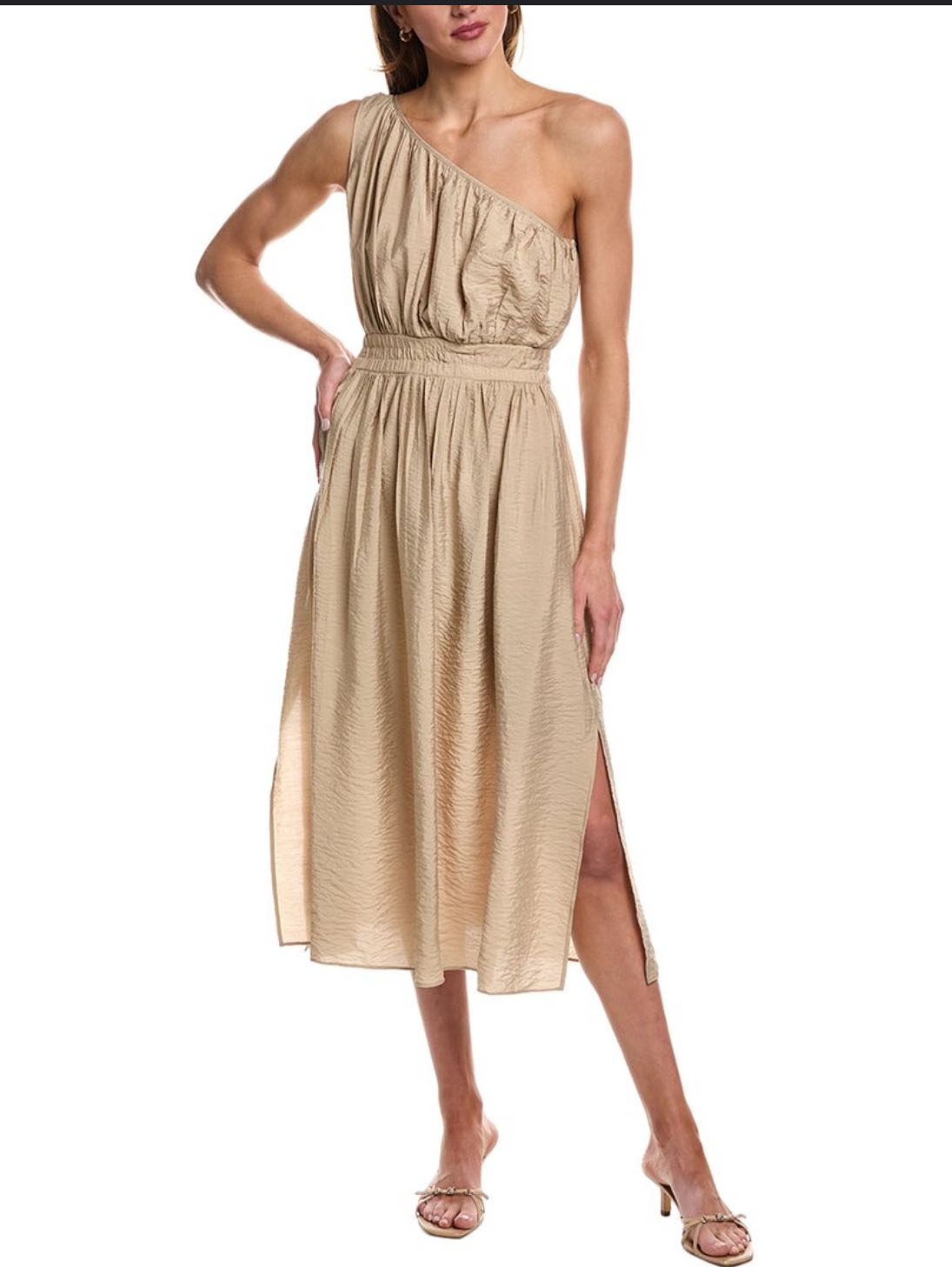 Faron One-Shoulder Crinkle Dress