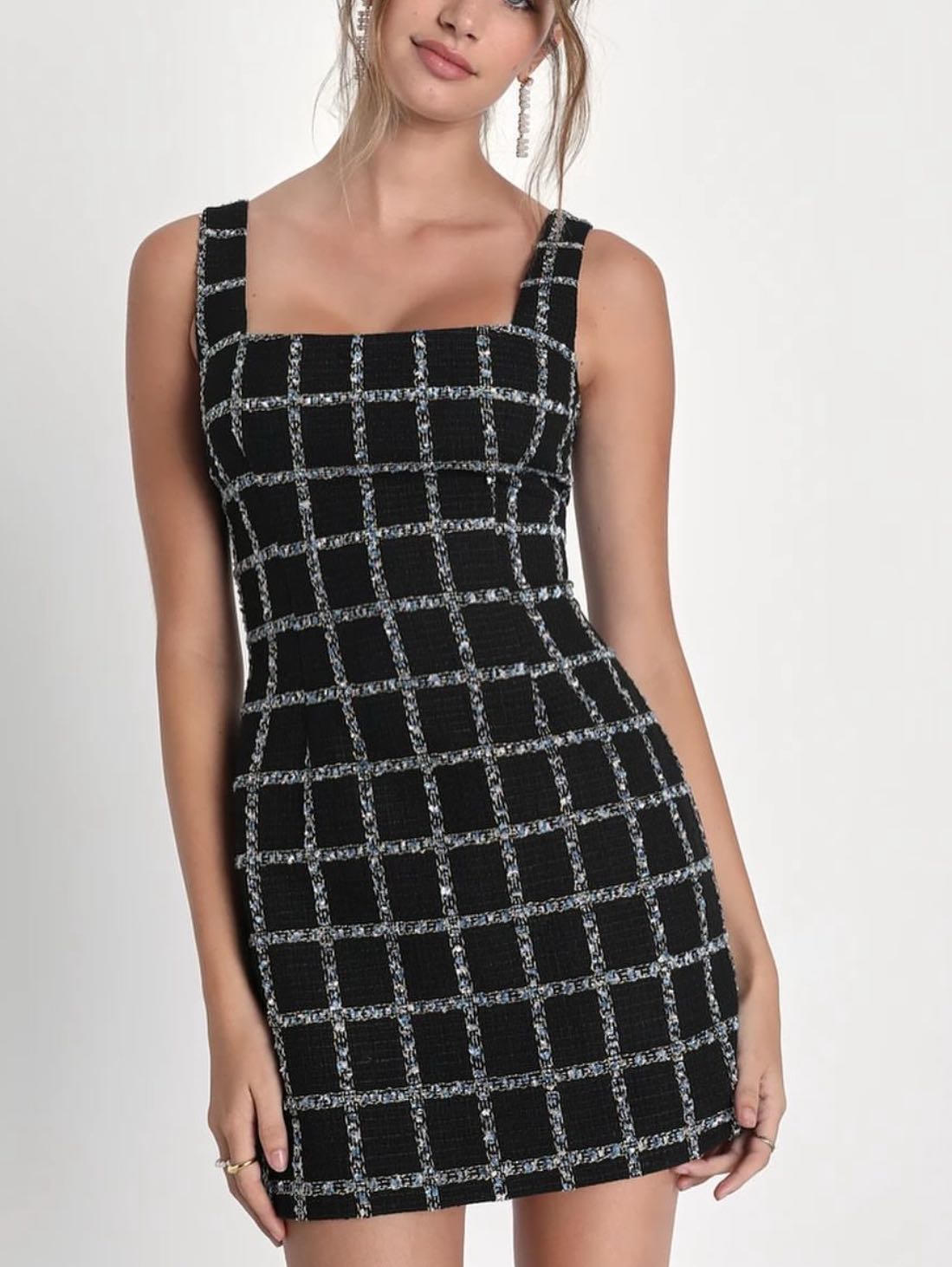Black mini tweed dress
