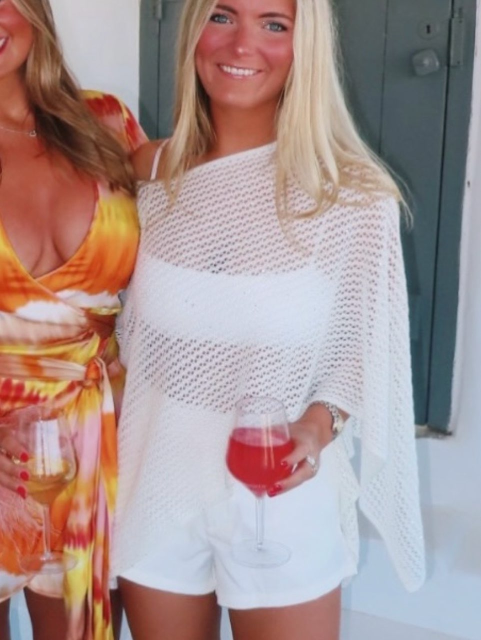 Boutique White poncho shorts set