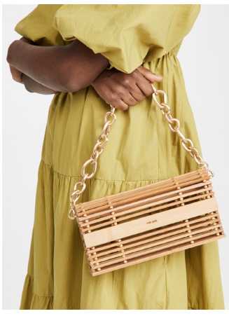 Cult Gaia Bamboo Clutch with Gold Chain