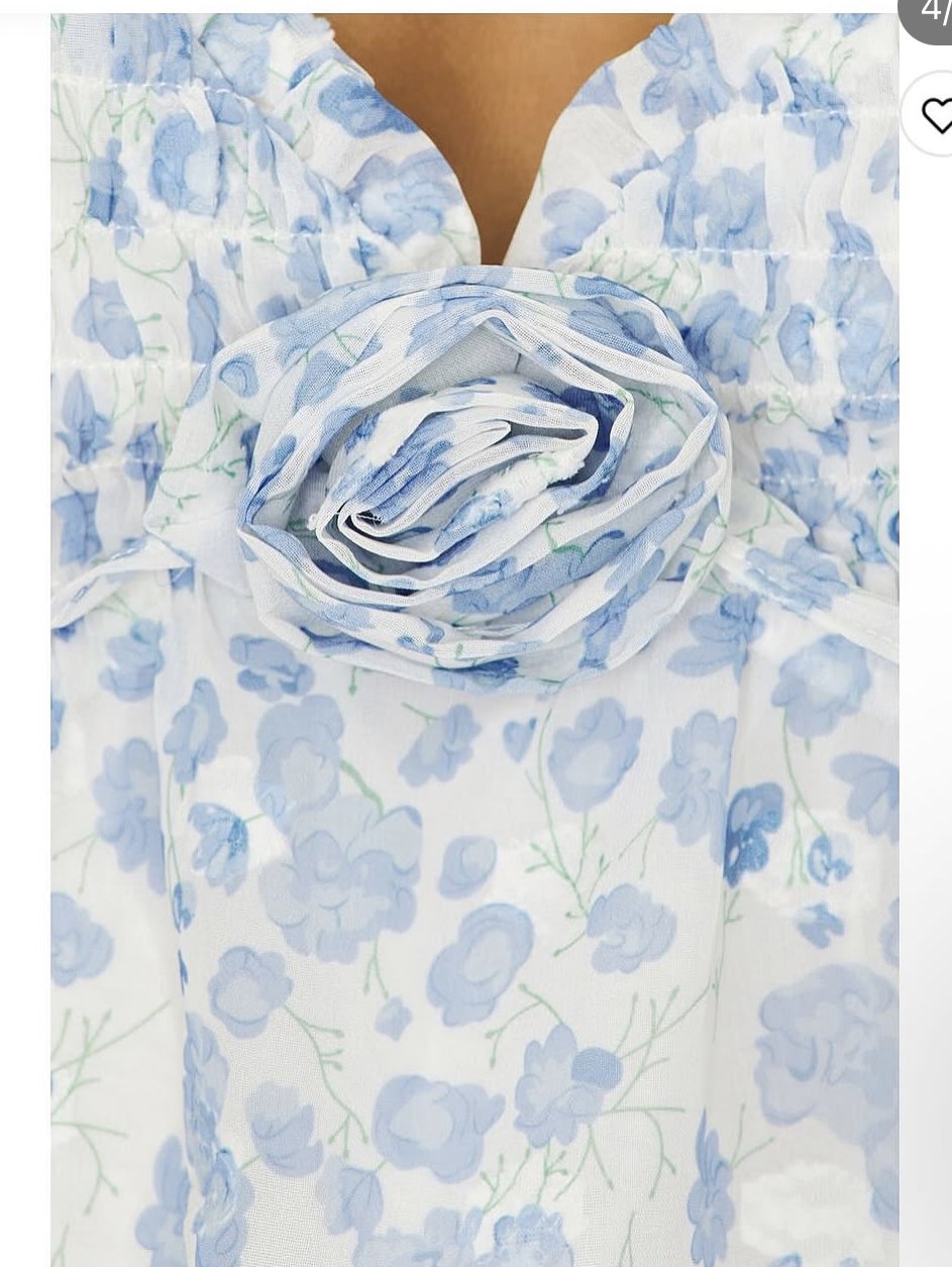 Light Blue Floral Ruffle Cut-Out Mini Dress