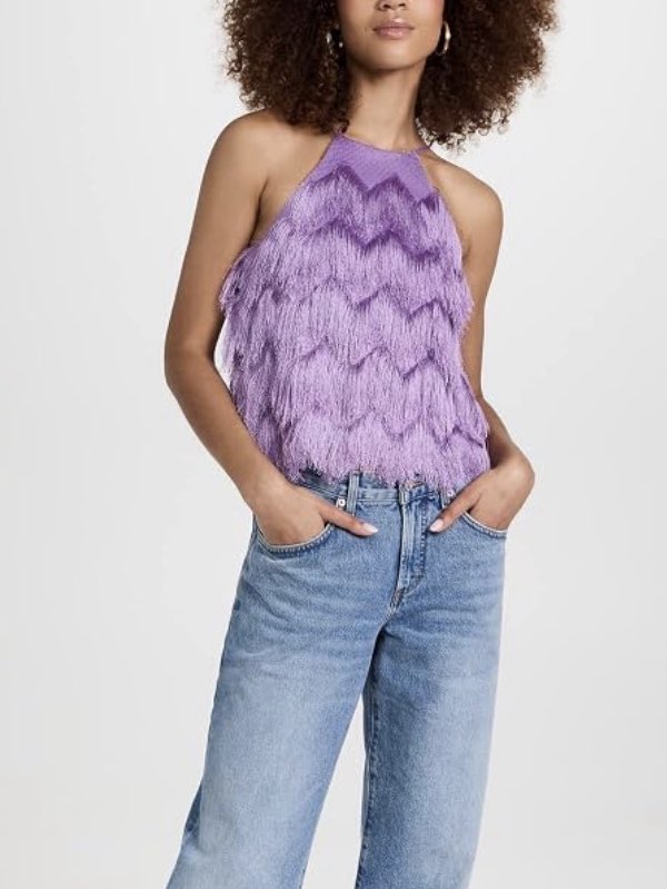 Purple Fringe Halter Top