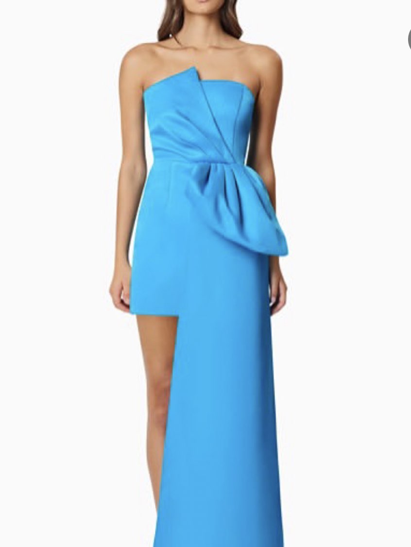 Asymmetrical Blue Strapless Dress