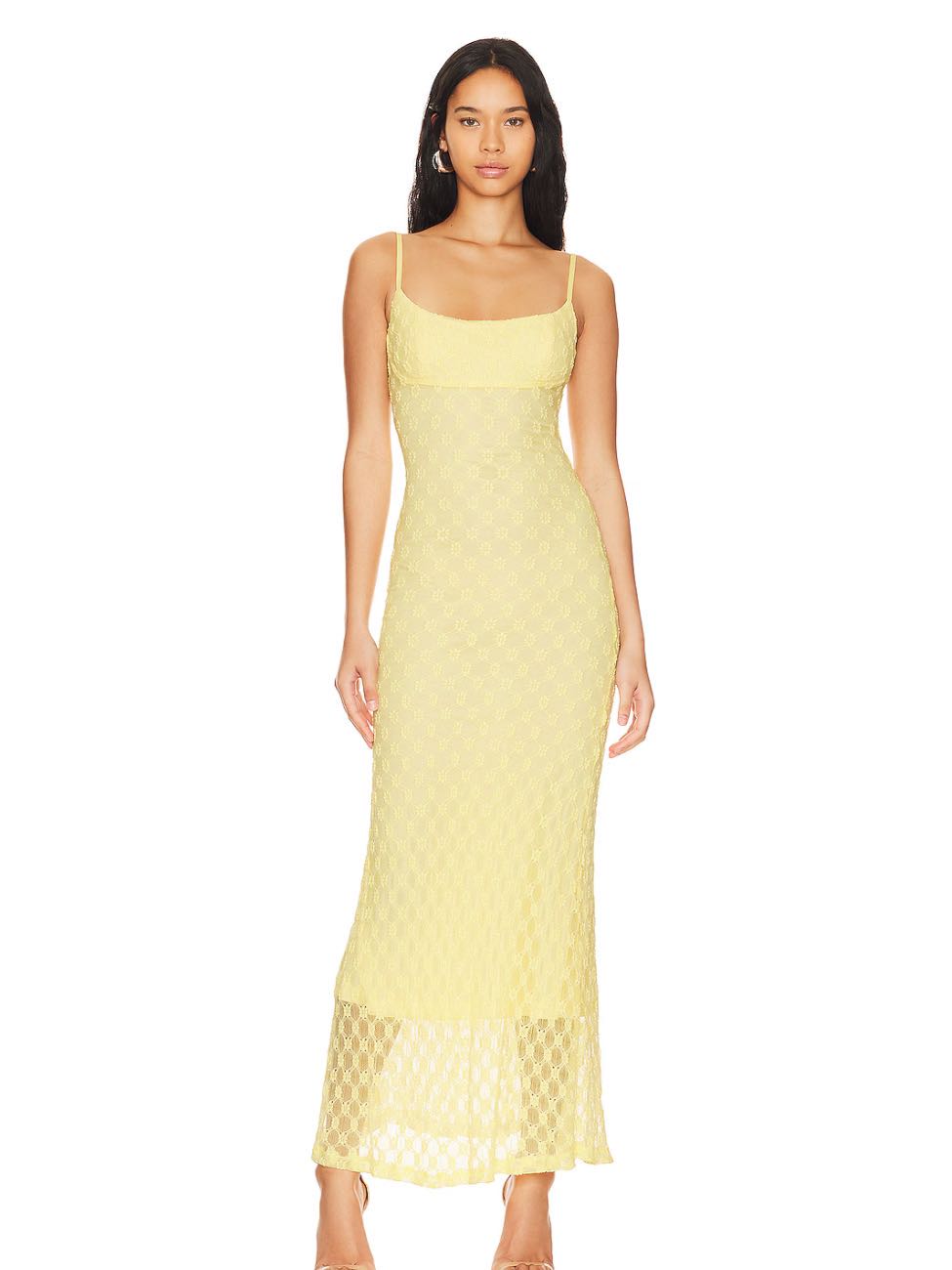 Bardot mesh maxi dress