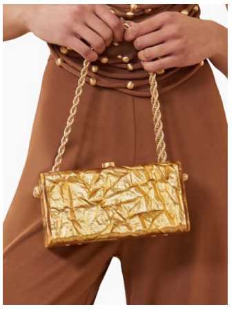 Gold Crinkled Box Clutch
