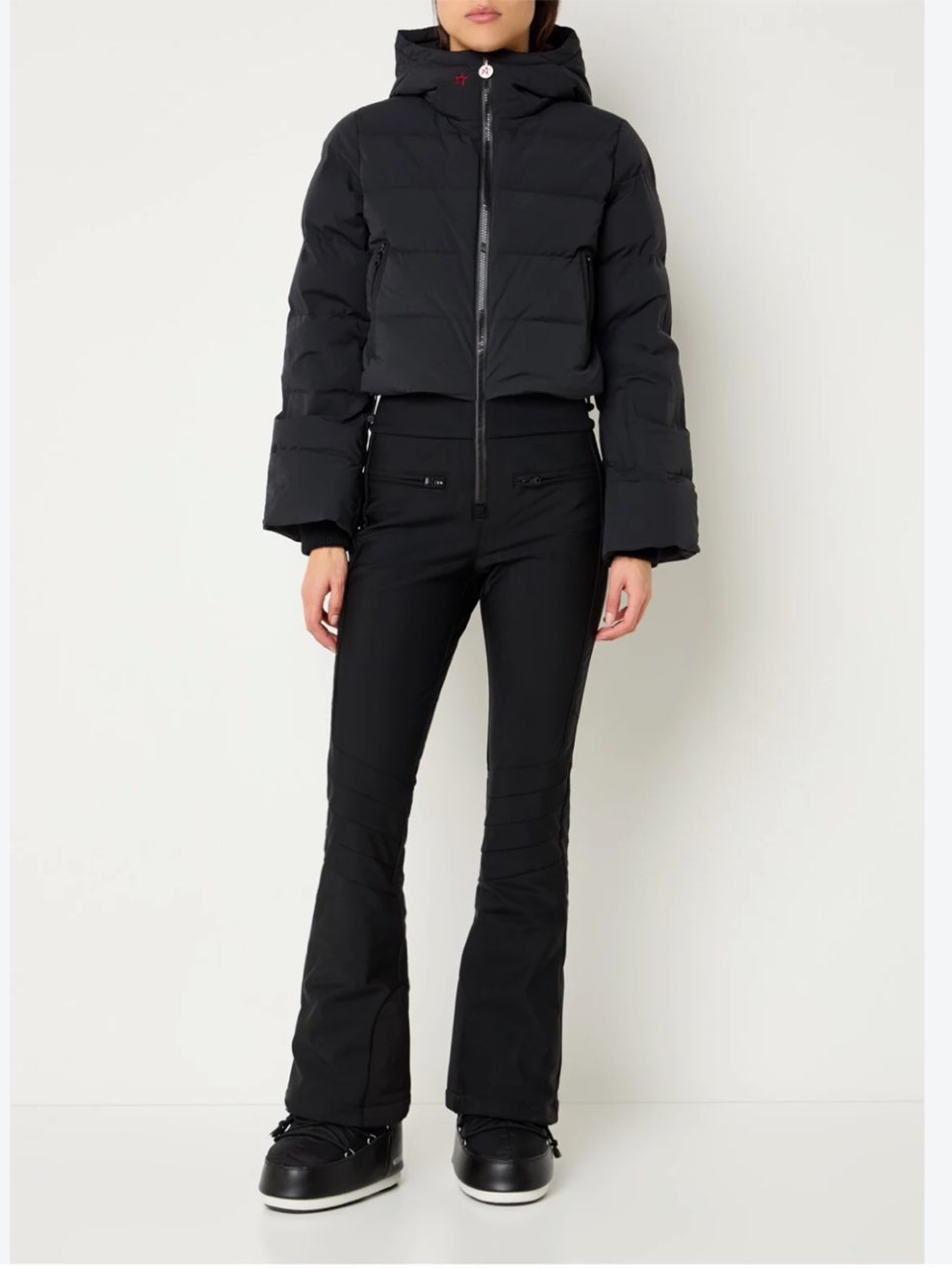 Black Cropped Puffer Ski Jacket