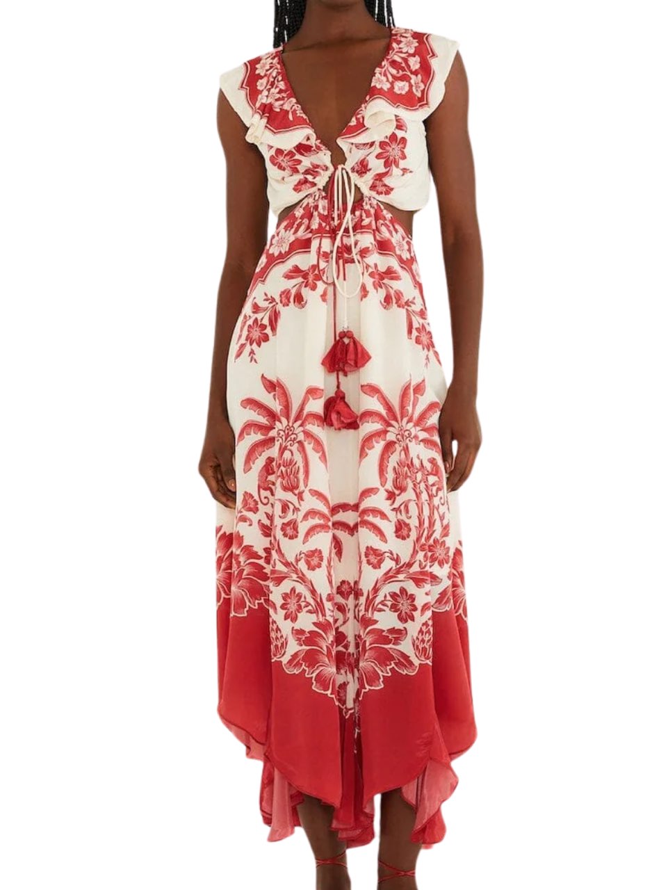 Sand Guanacaste Cut-Out Waist Sleeveless Midi Dress
