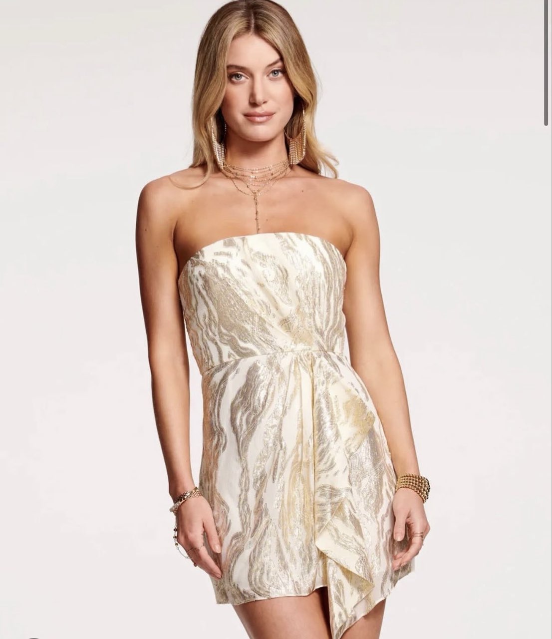 Metallic Strapless Mini Dress