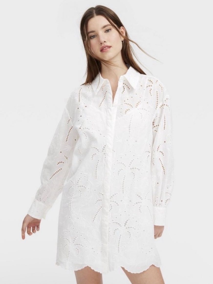 White Eyelet Shirt Dress