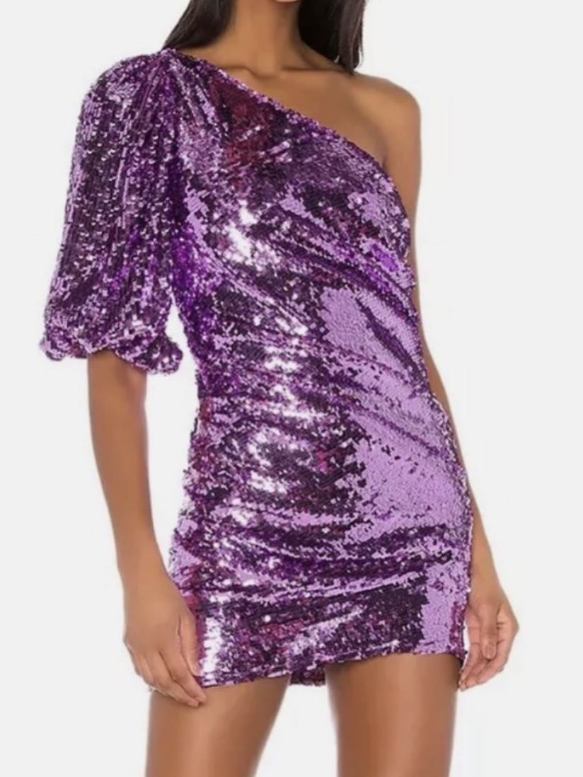 For Love & Lemons Sequin One Shoulder Dress