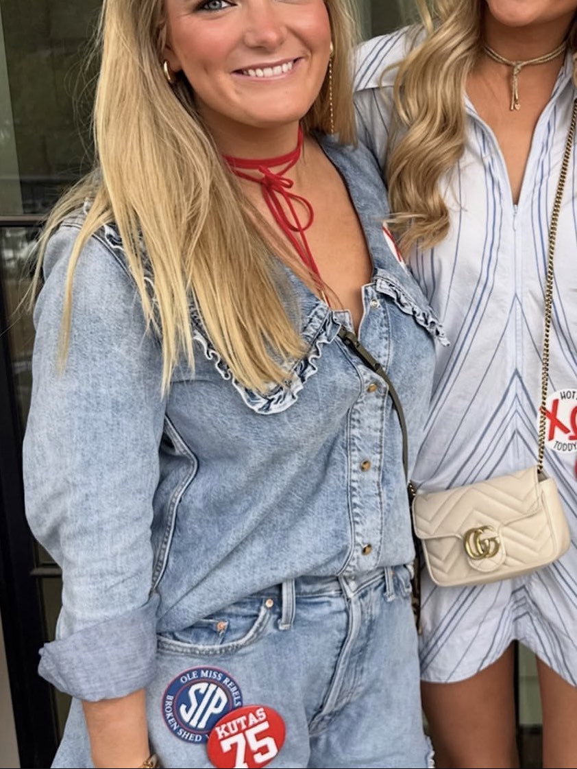 Ruffled Collar Denim Shirt
