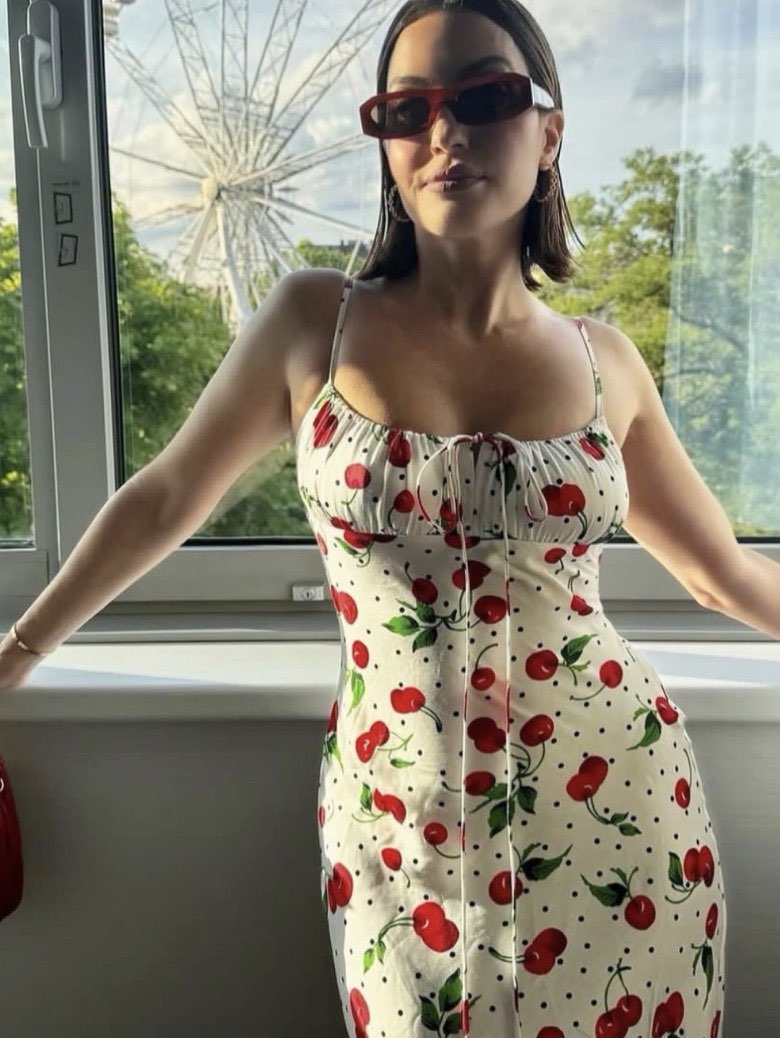 Cherry Print Midi Dress