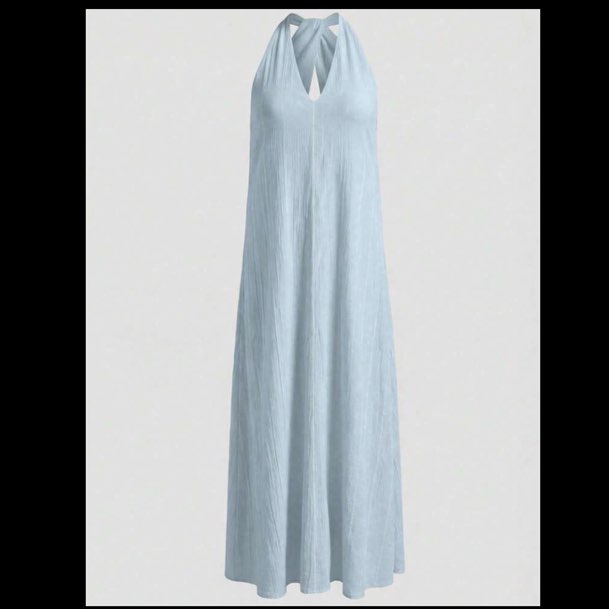 Light Blue Halter Neck Maxi Dress