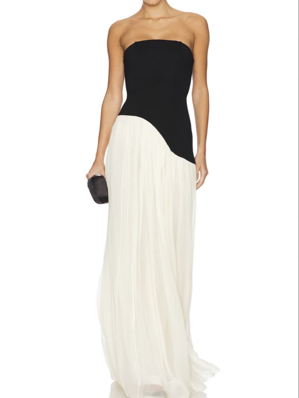 Two-Tone Strapless Pleated Gown