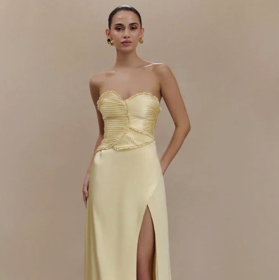Meshki Gold strapless maxi dress