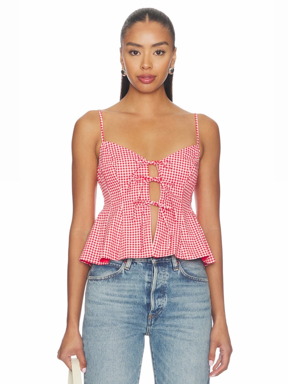 ASTR the Label Alma Top in Red Gingham size XS