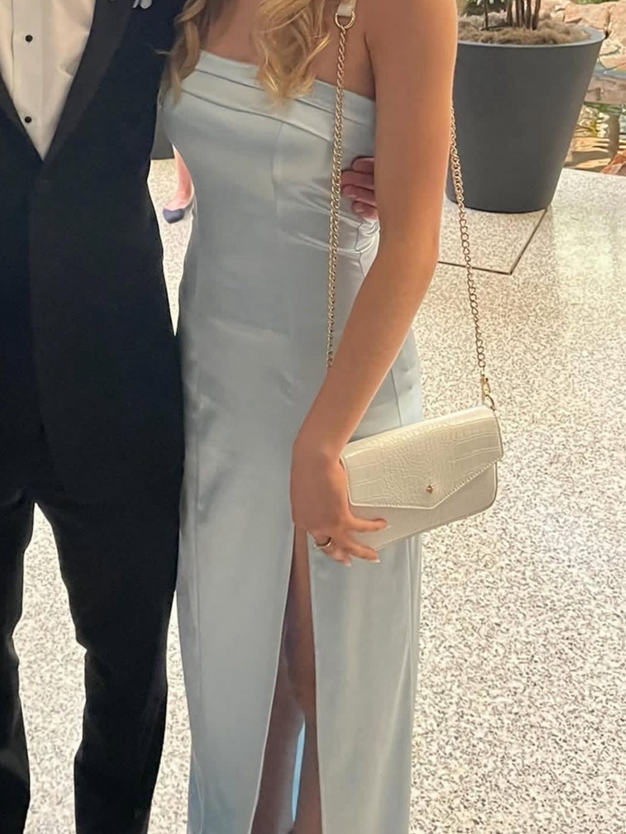 XS Light blue silk maxi dress