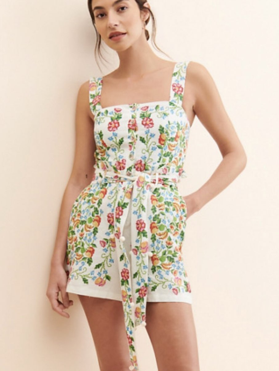 Embroidered Floral Romper