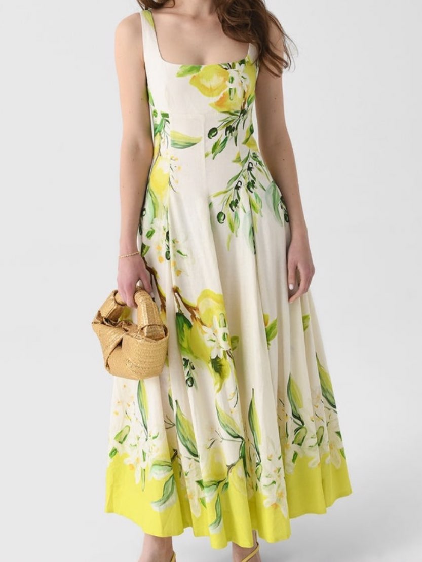 NICHOLAS Cream Maxi Alexandra Dress Yellow Floral Print