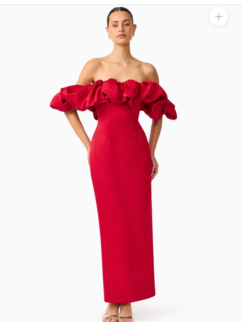 Red Ruffled Off-Shoulder Maxi Dress