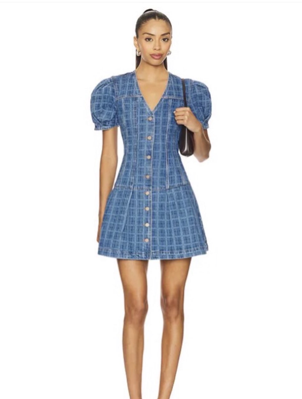 Damson madder denim Adeline shell mini dress in blue