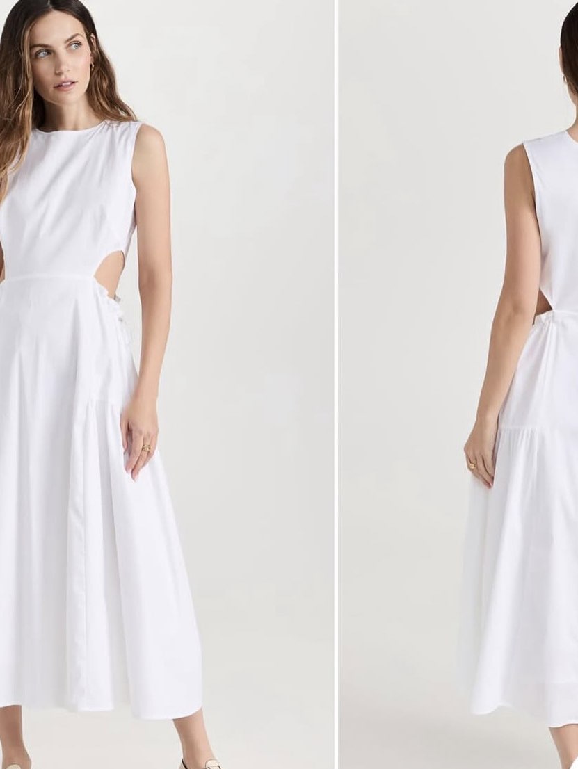 White Cutout Midi Dress