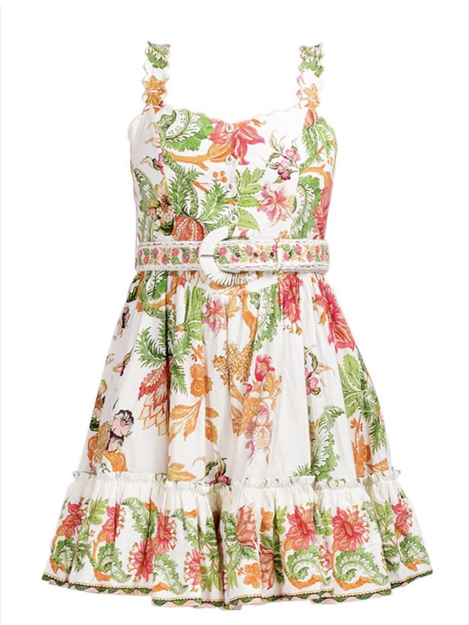 Farm Rio White Multi-Color Floral Mini Dress