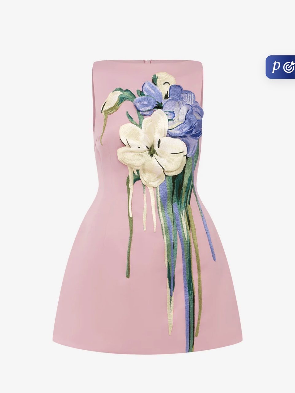 Leo Lin Ali Embroidered Boat Neck Mini Dress