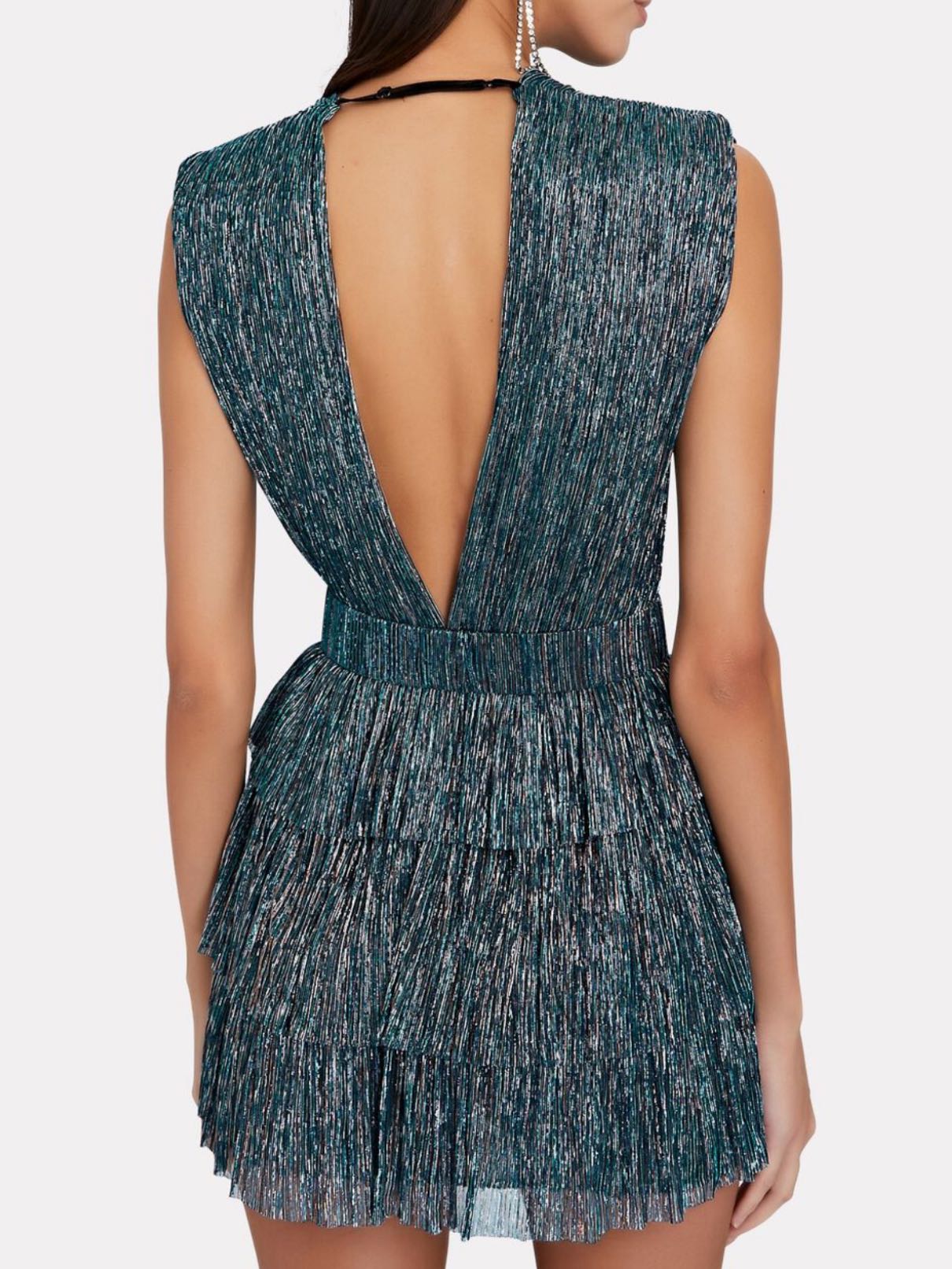 Sabina Musayev Skylar Metallic Tiered Mini Dress