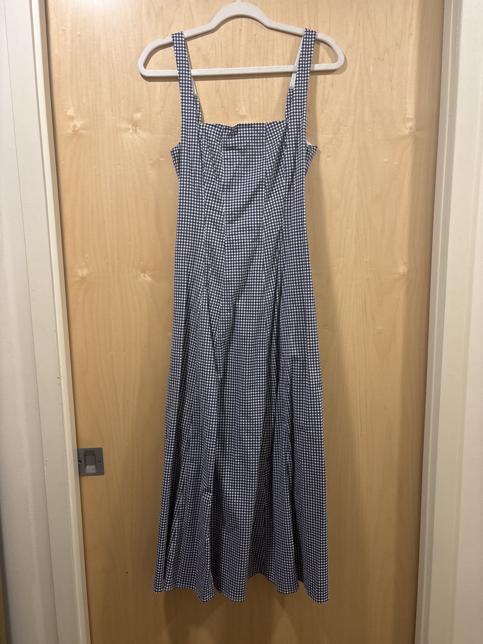 Navy Gingham Midi Dress
