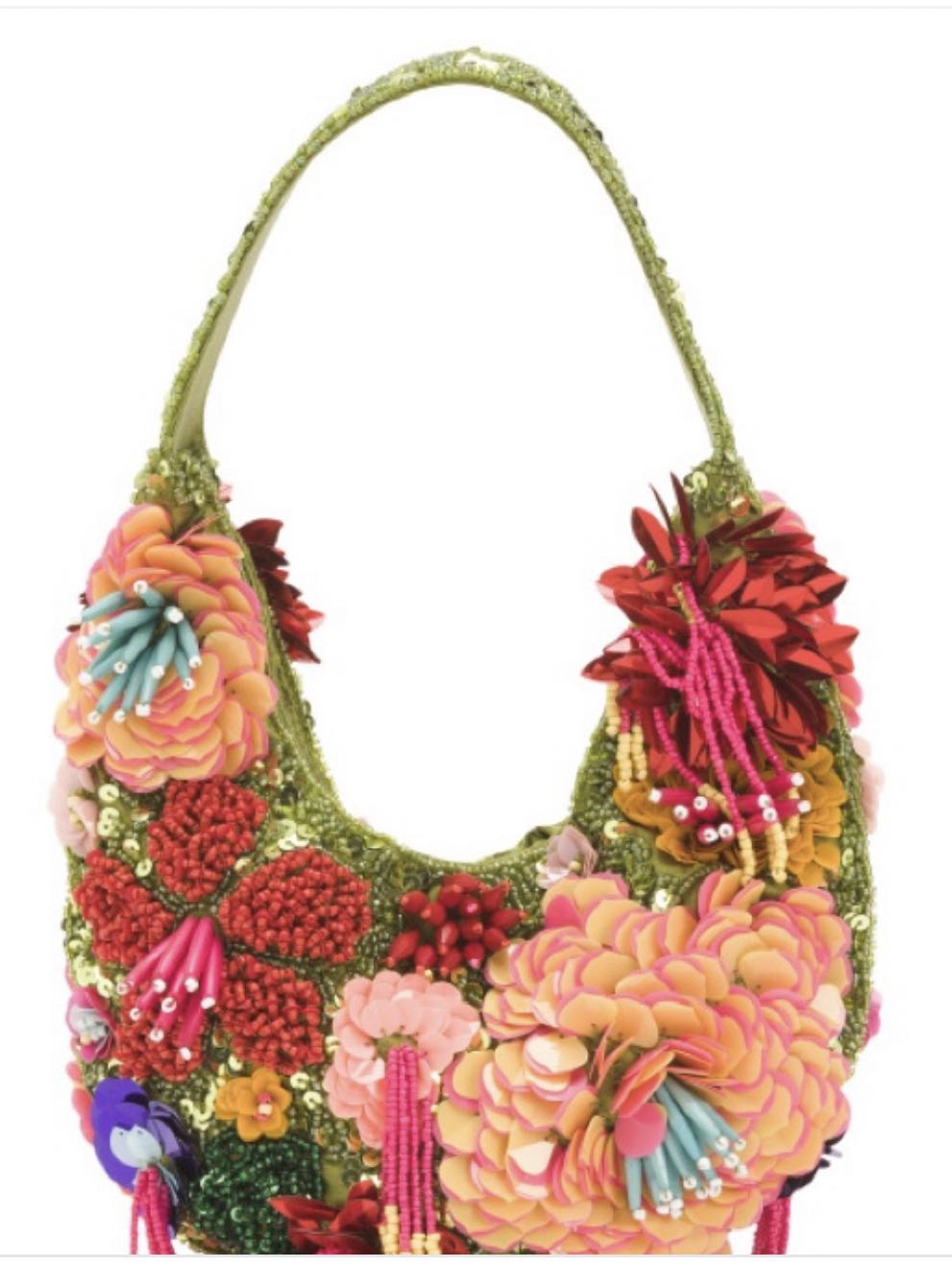 Floral Beaded Shoulder Bag