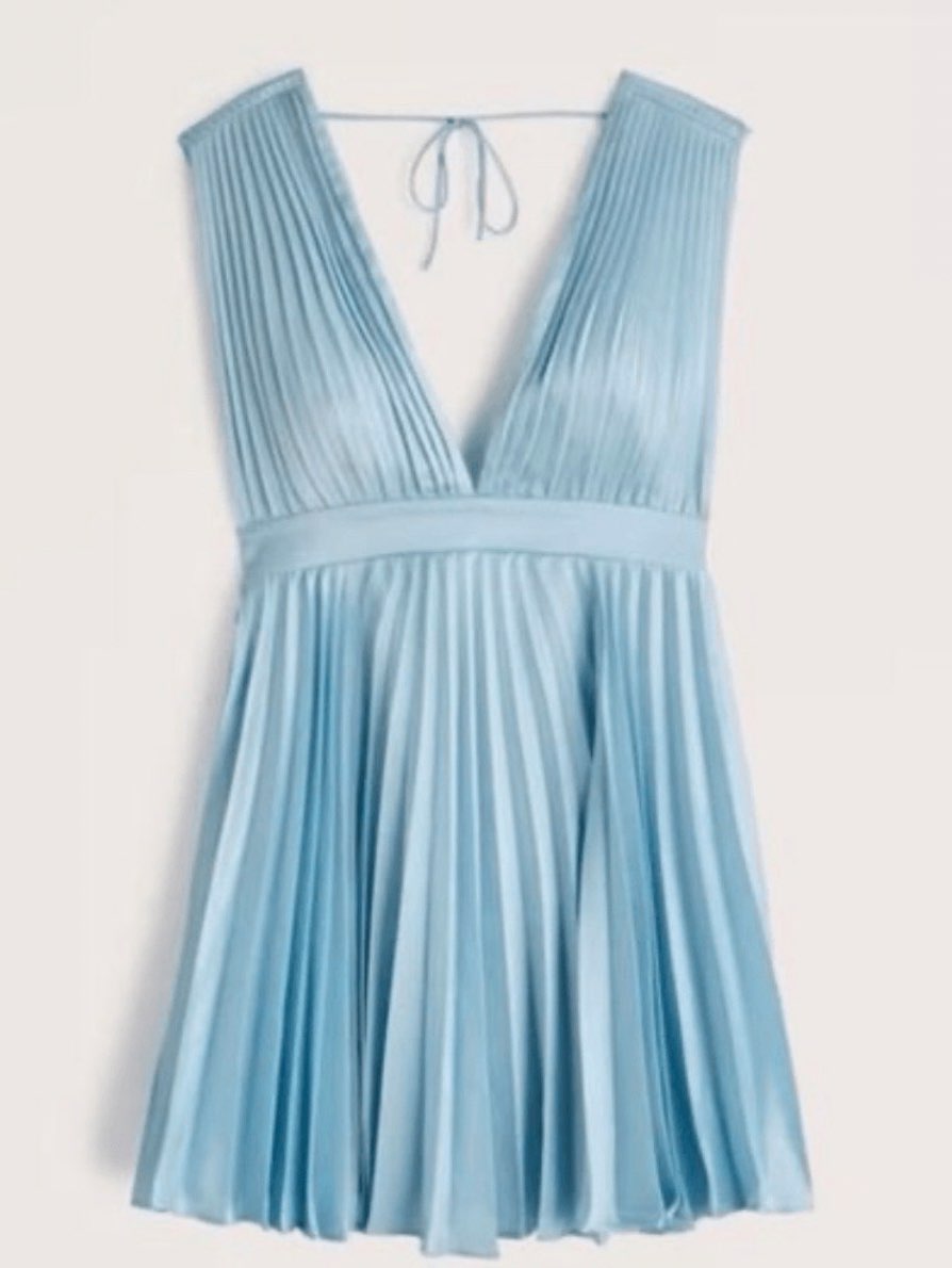 pleated V-neck mini
