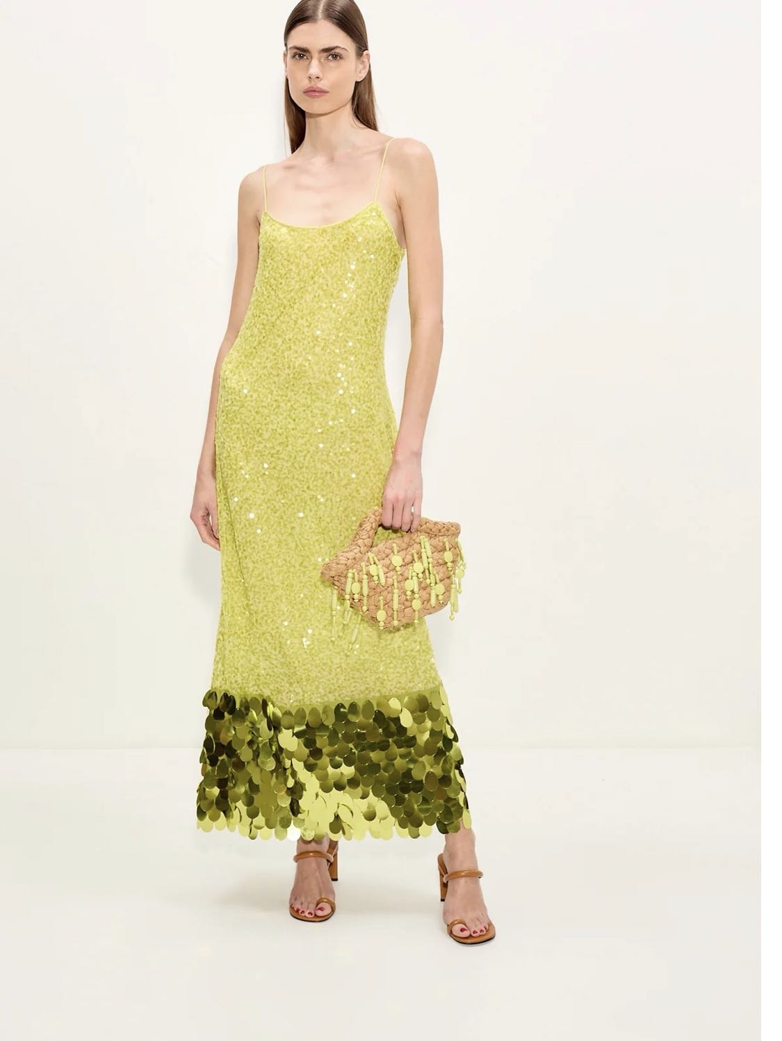 Yellow Sequin Slip Dress