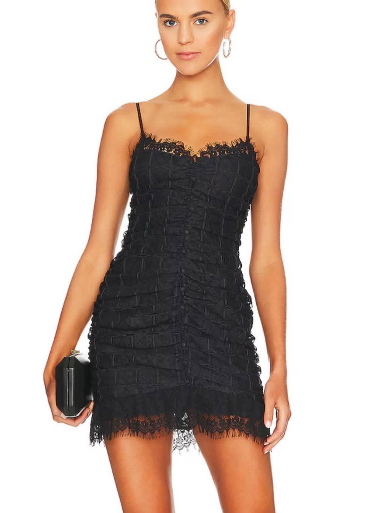 XS for love and lemons black lace mini dress